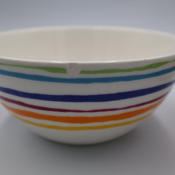 Pfaltzgraff Flourish Soup/Cereal Bowl (4) -5 7/8" x 2 5/8" Tall-Flower & Stripes - Picture 4 of 4